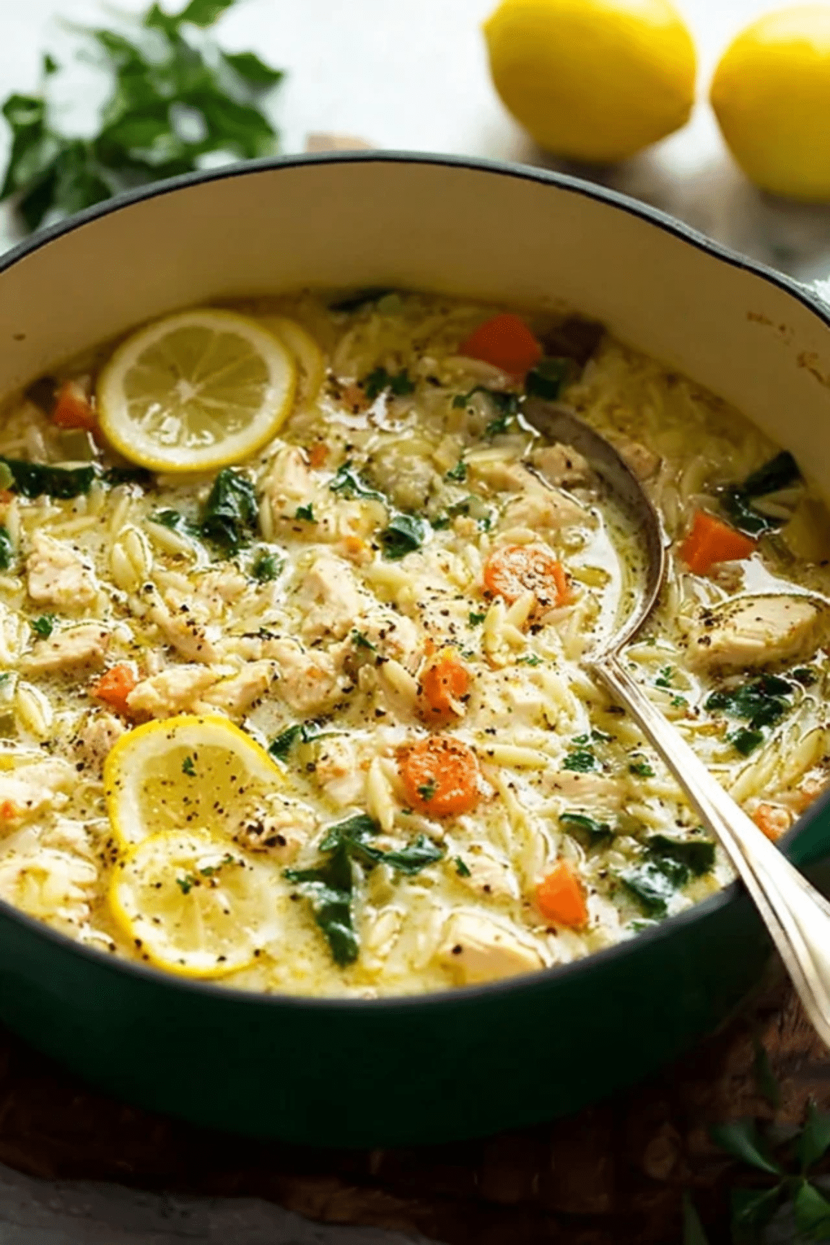Lemon Chicken Orzo Soup