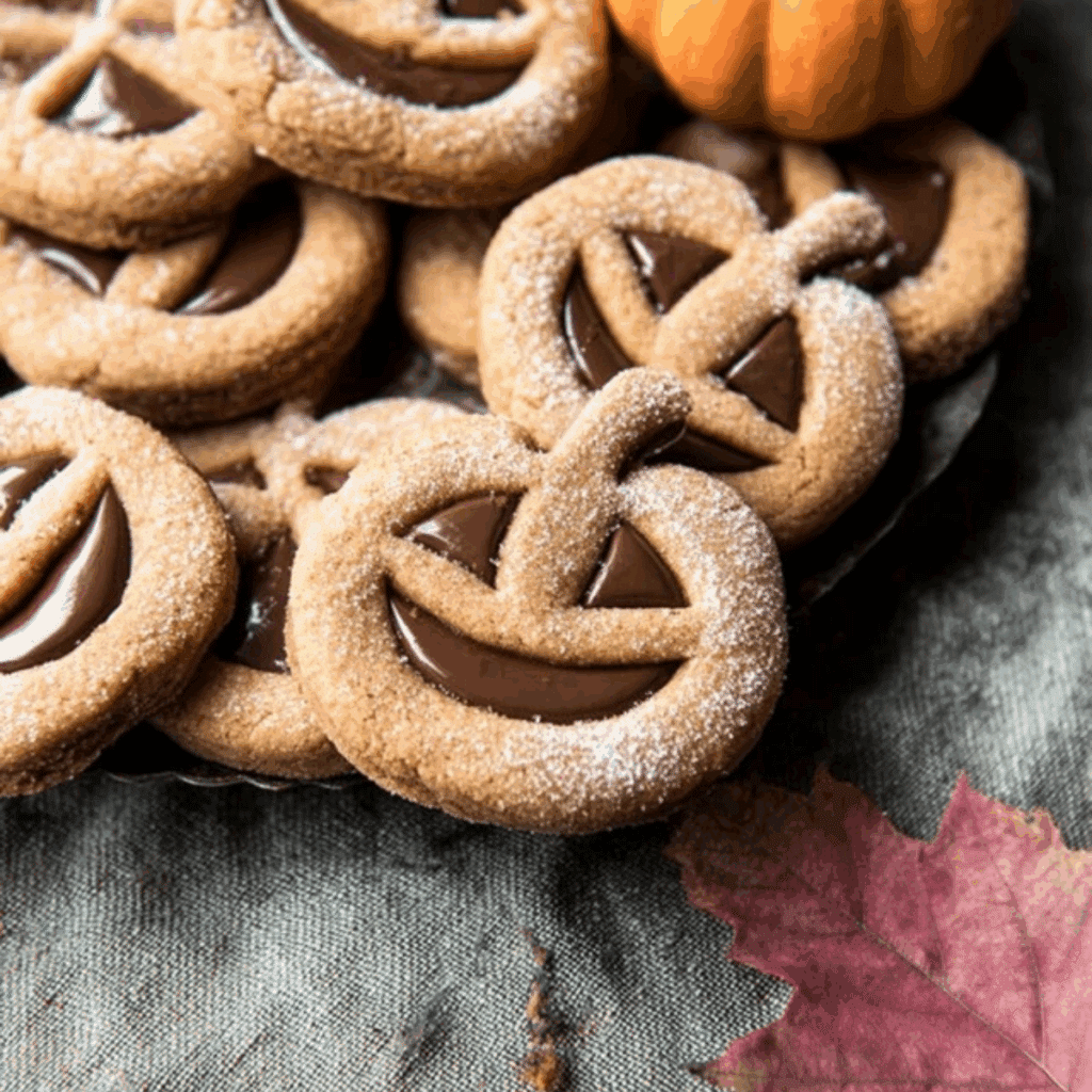 Milk Chocolate Stuffed Jack-O’-Lantern Cookies