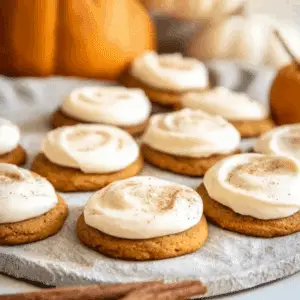 Pumpkin Cookies with Cream Cheese Frosting