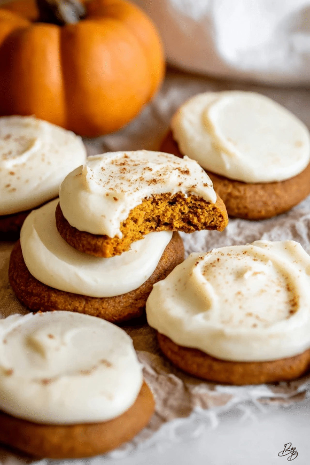 Pumpkin Cookies with Cream Cheese Frosting