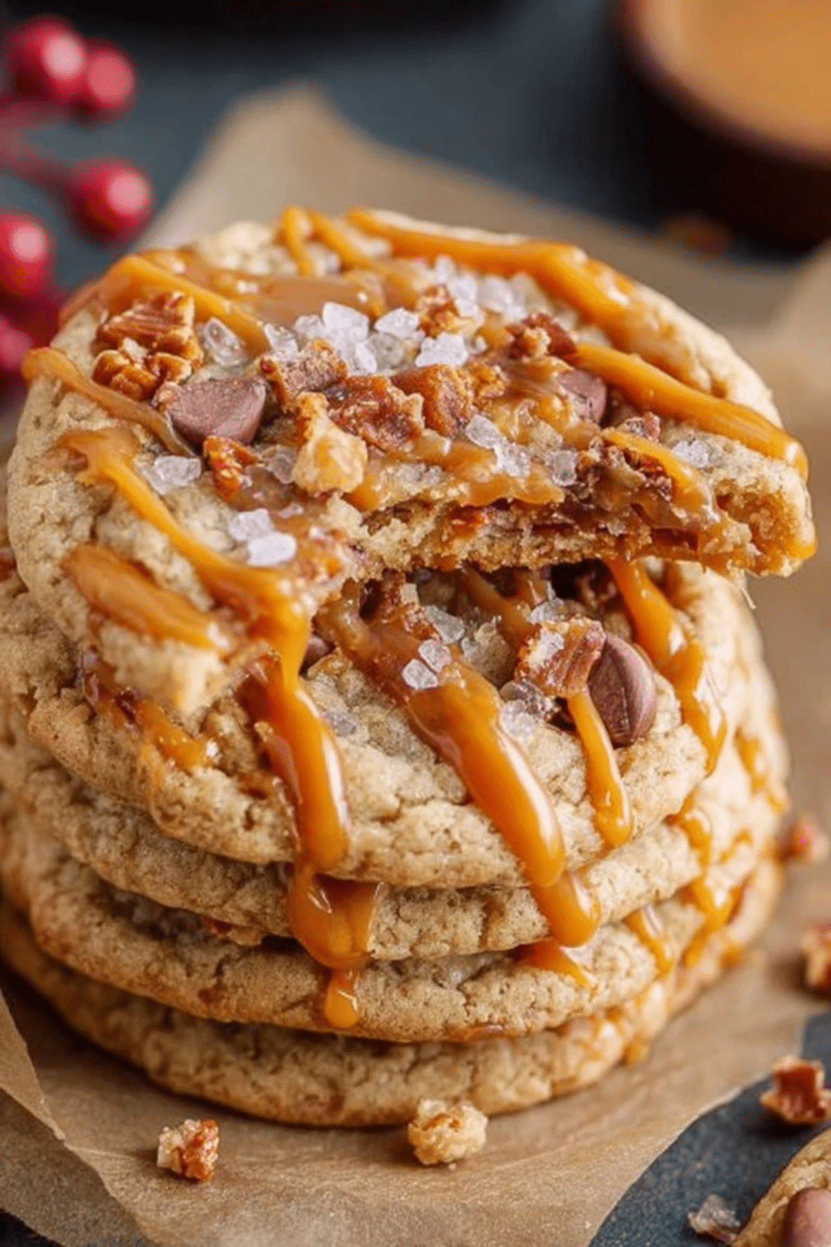 Salted Caramel Toffee Cookies