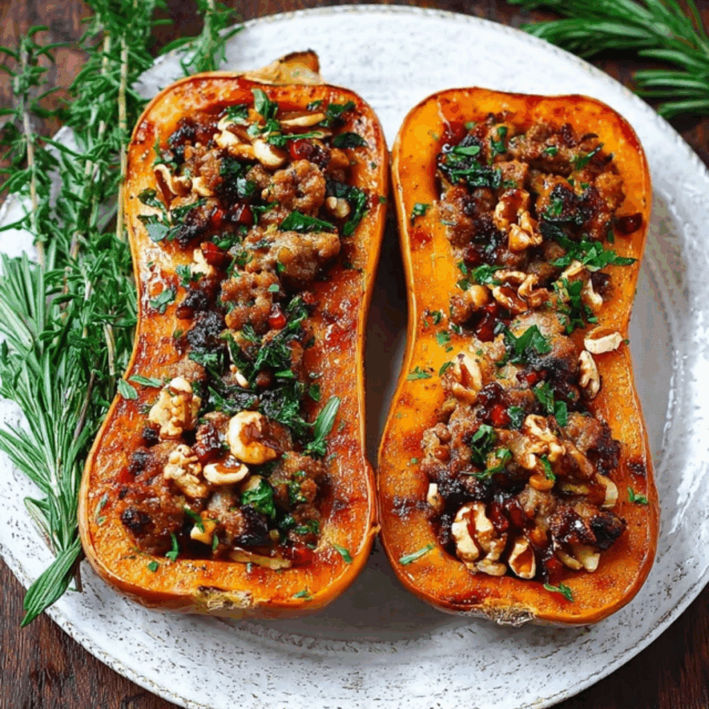 Sausage Stuffed Butternut Squash