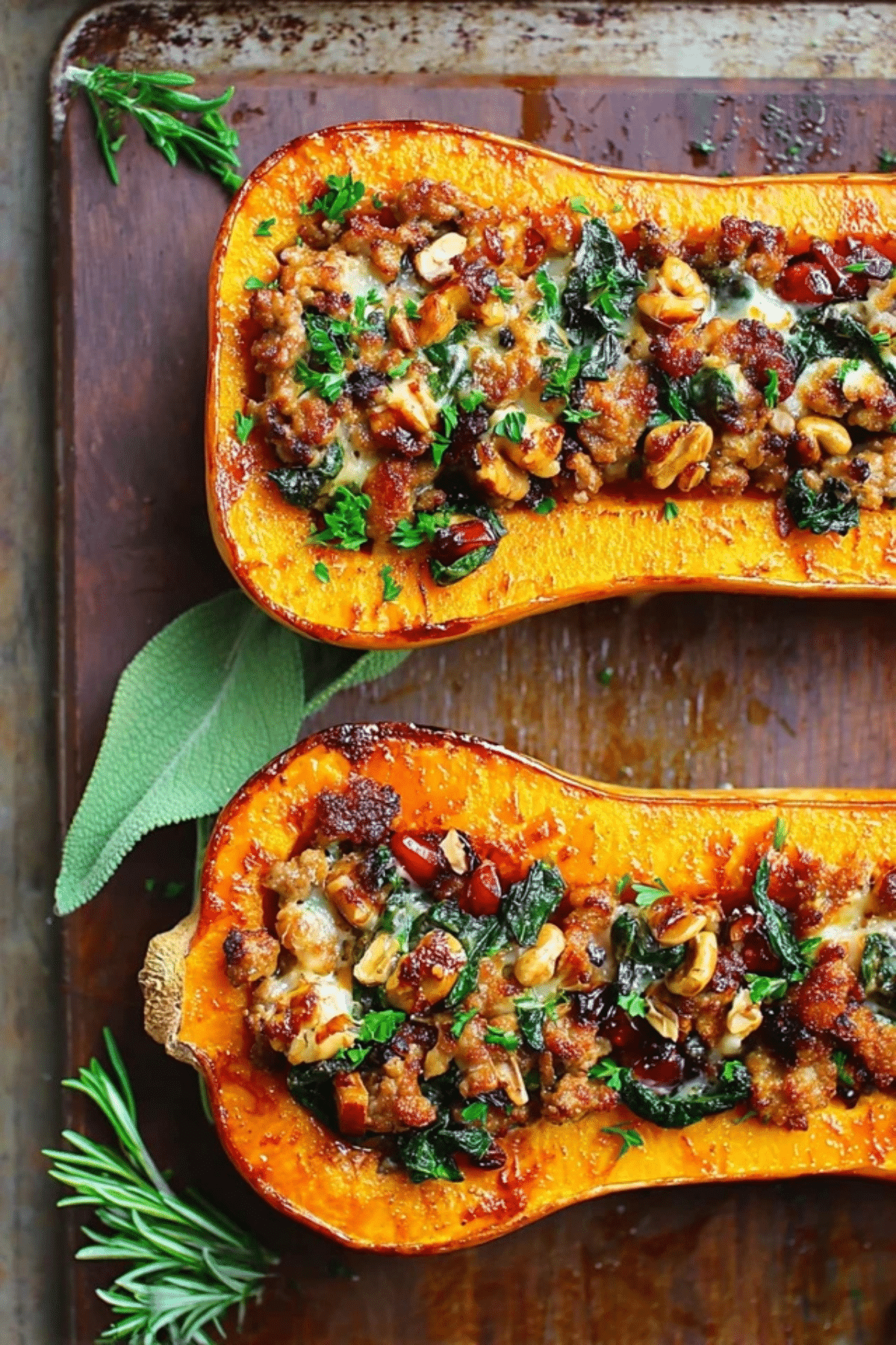 Sausage Stuffed Butternut Squash