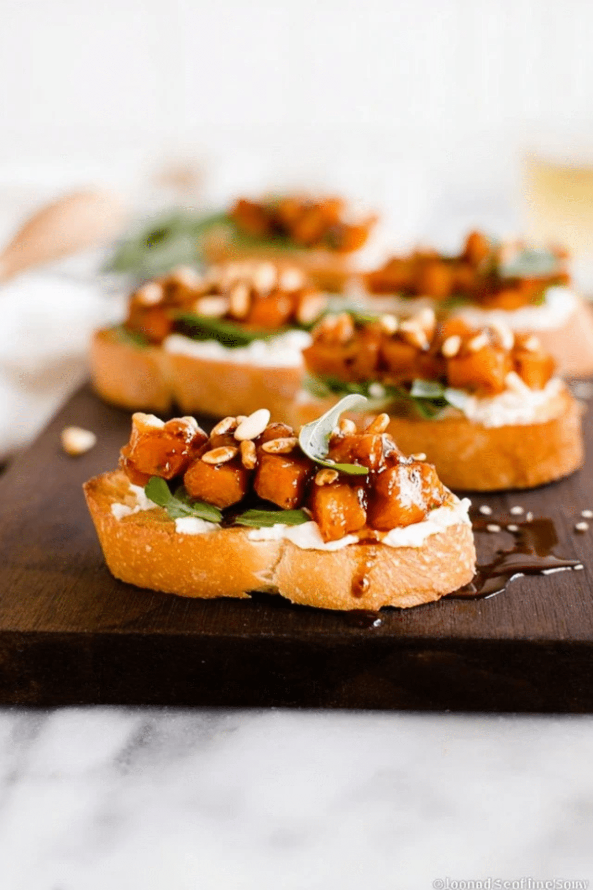 Whipped Goat Cheese Butternut Squash Bruschetta