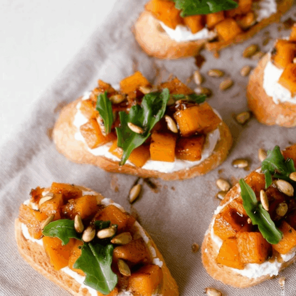 Whipped Goat Cheese Butternut Squash Bruschetta