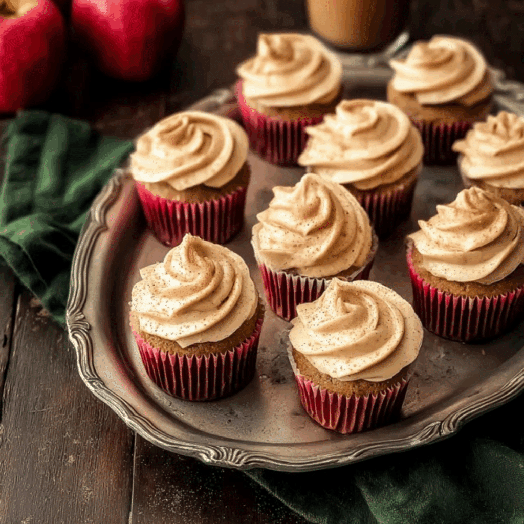Apple Cider Cupcakes with Spiced Buttercream Frosting