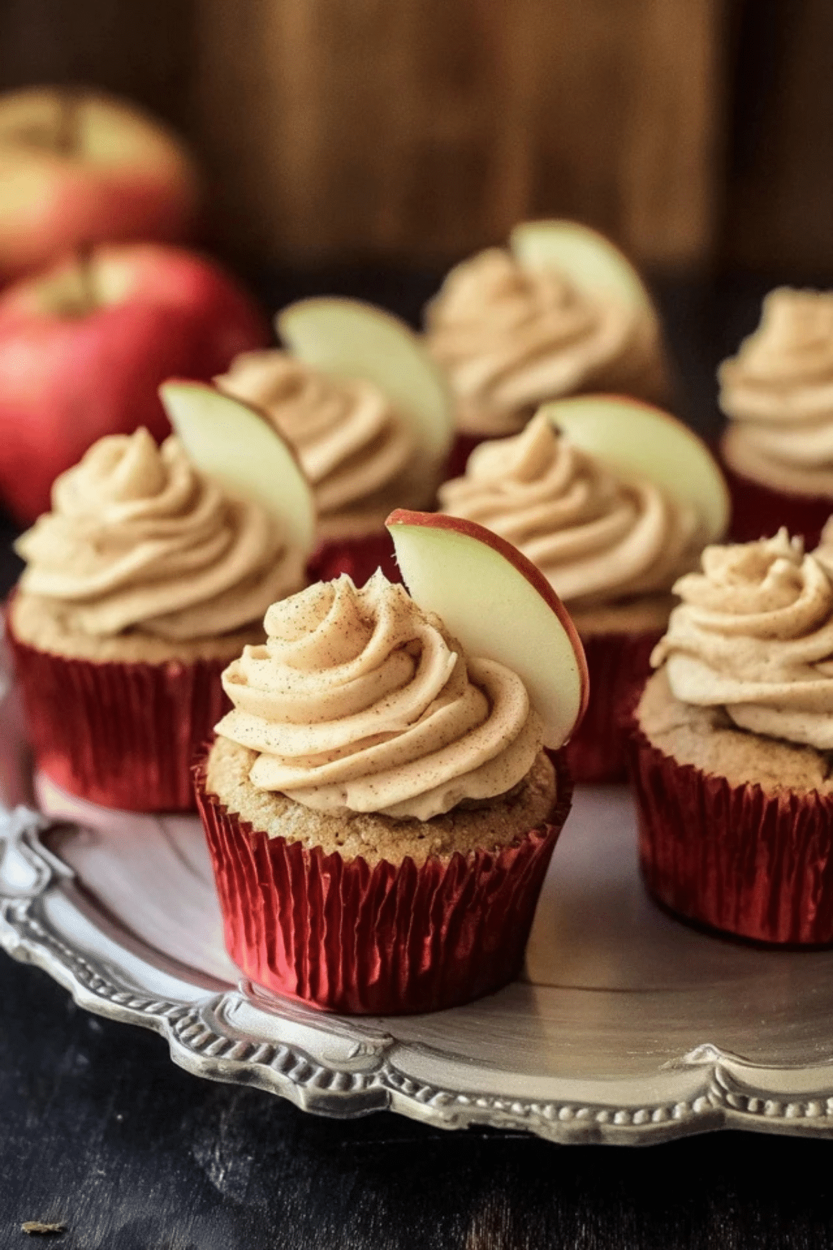 Apple Cider Cupcakes with Spiced Buttercream Frosting