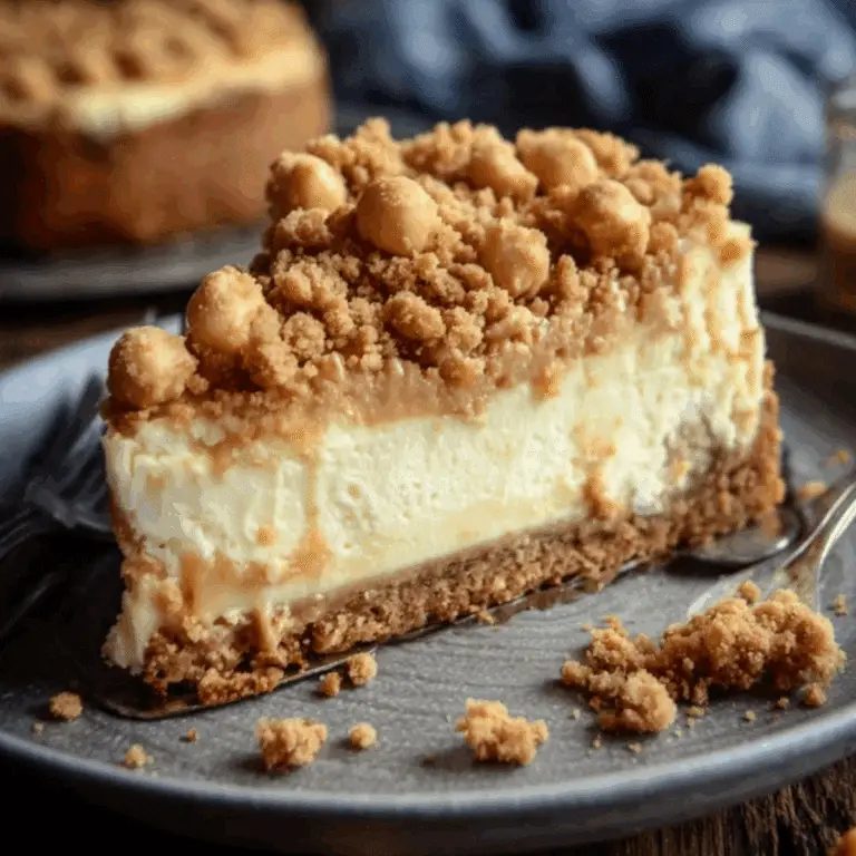Butterscotch Cheesecake with a Buttery Crumble
