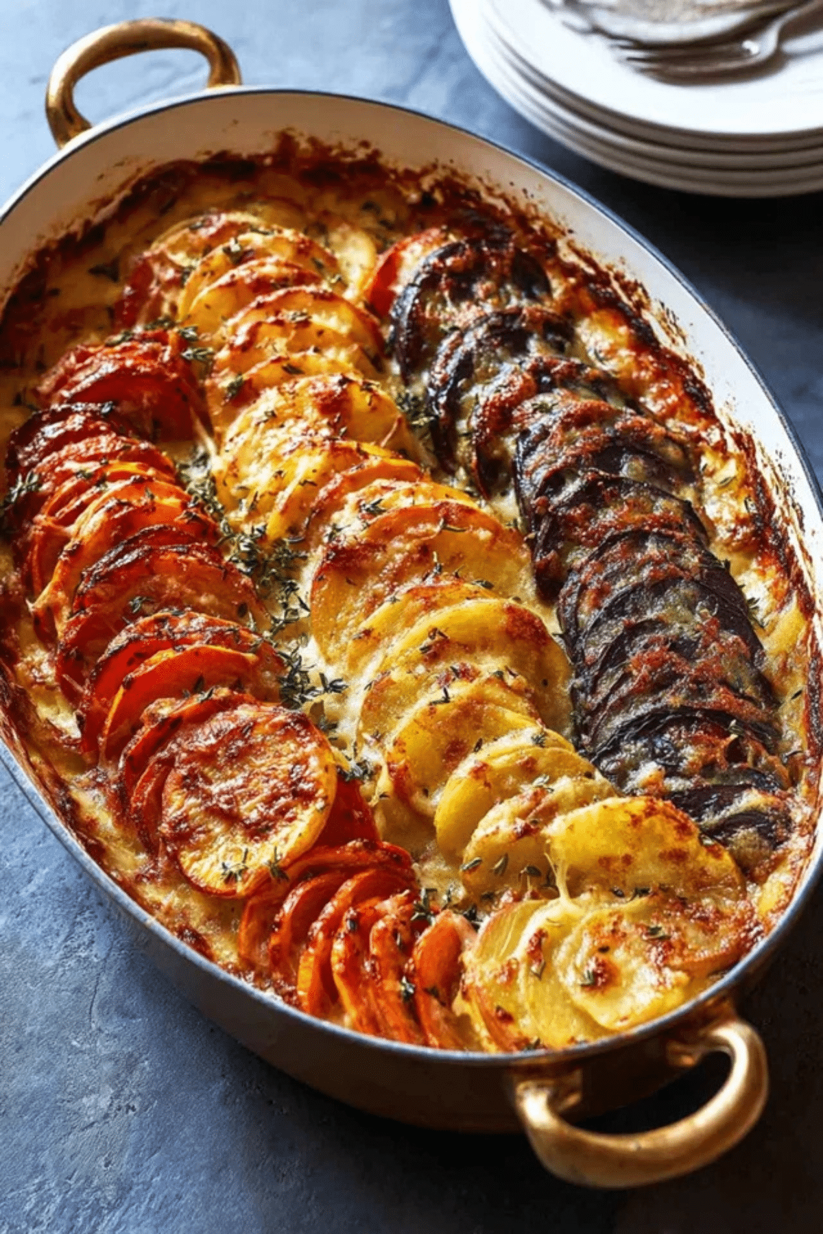 Cheesy Root Vegetable Gratin