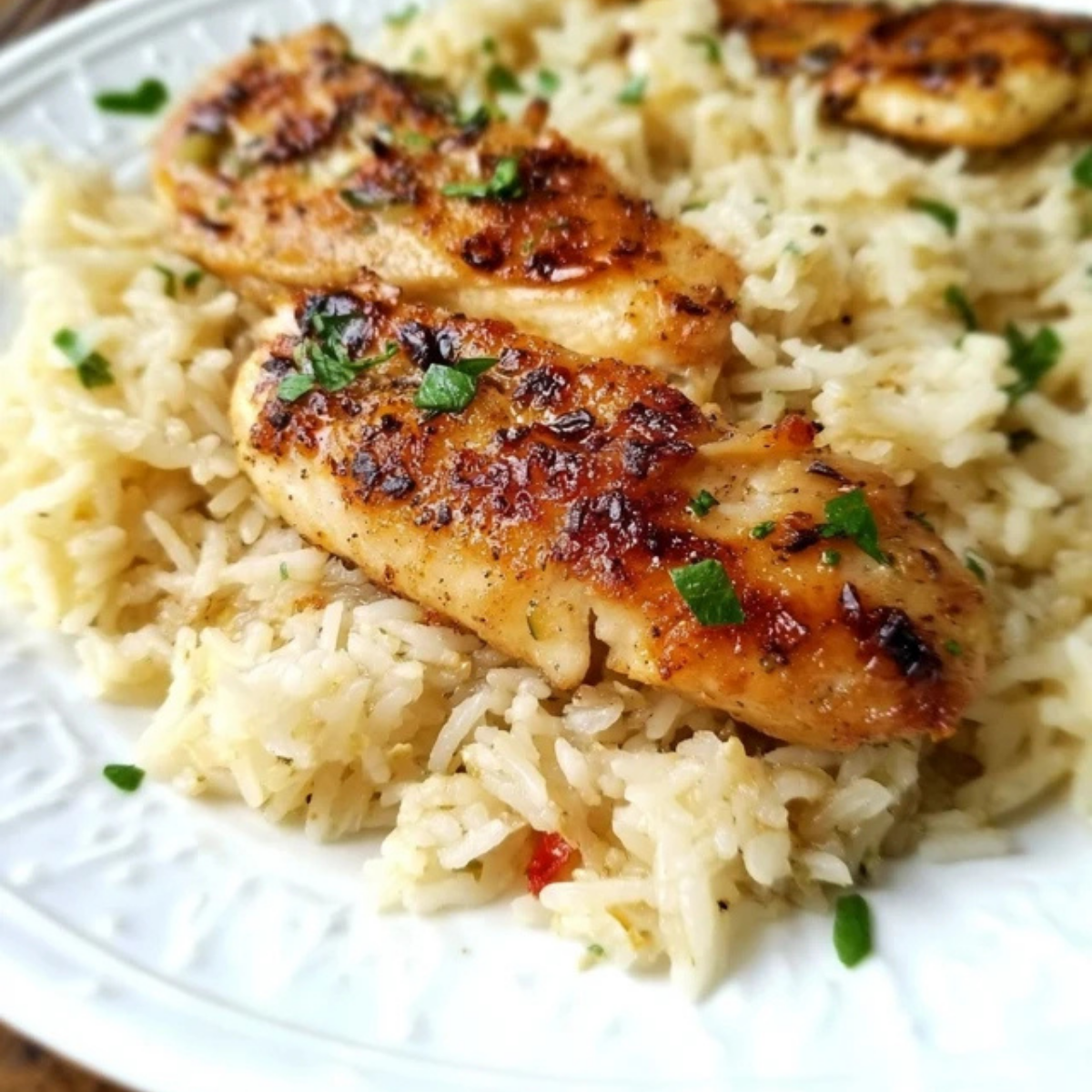 Chicken Scampi with Garlic Parmesan Rice
