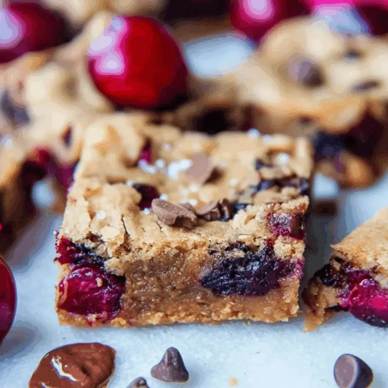 Chocolate Chip Cherry Bars with Brown Sugar