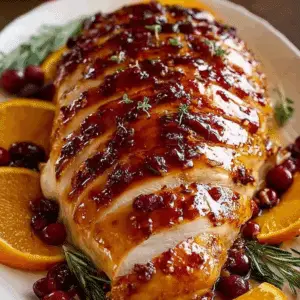 Juicy Cranberry Orange Glazed Turkey Breast