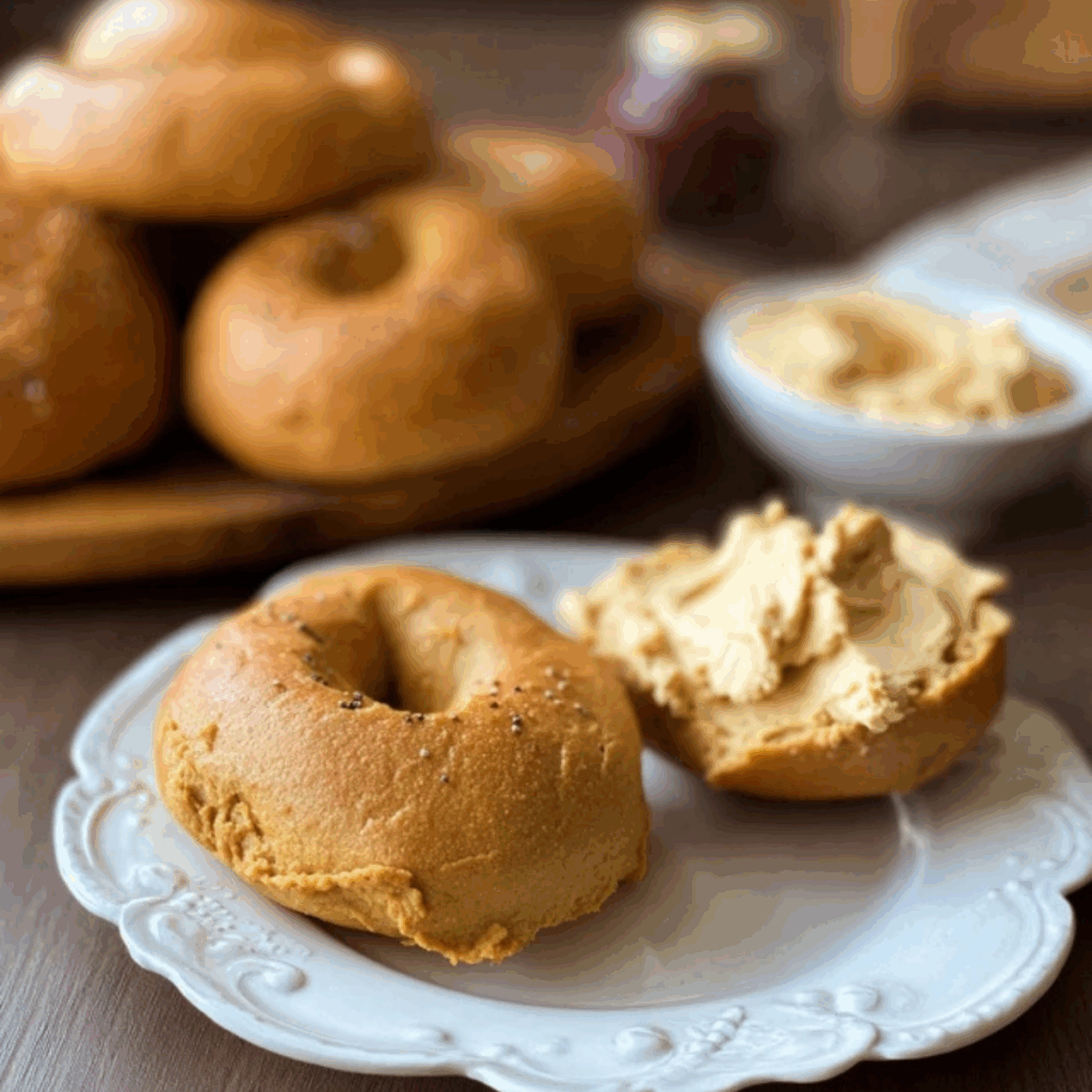 Pumpkin Sourdough Bagels with Pumpkin Spice Cream Cheese