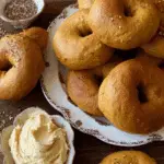 Pumpkin Sourdough Bagels with Pumpkin Spice Cream Cheese