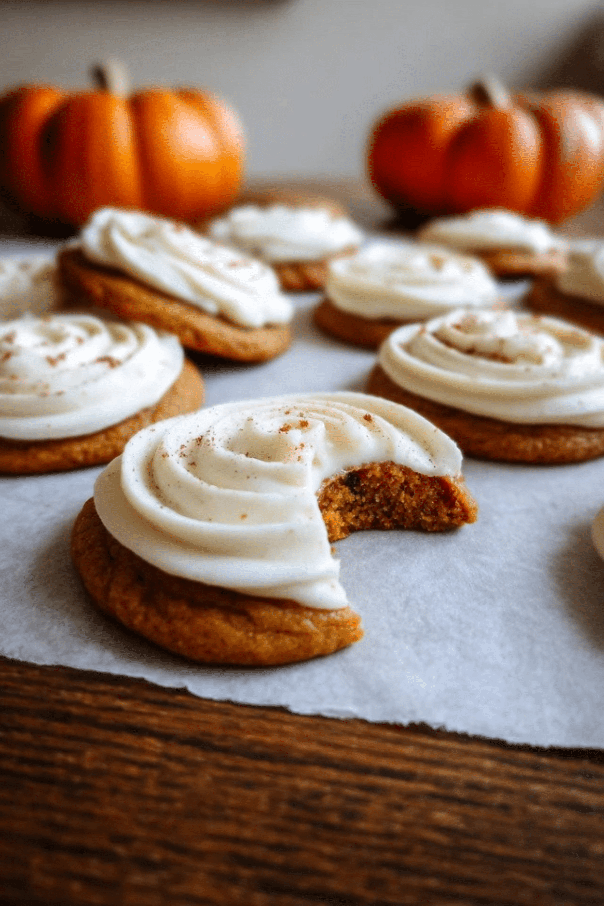 Pumpkin Sugar Cookies with Cream Cheese Frosting