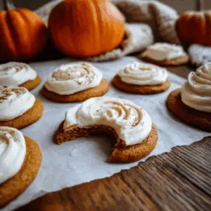 Pumpkin Sugar Cookies with Cream Cheese Frosting