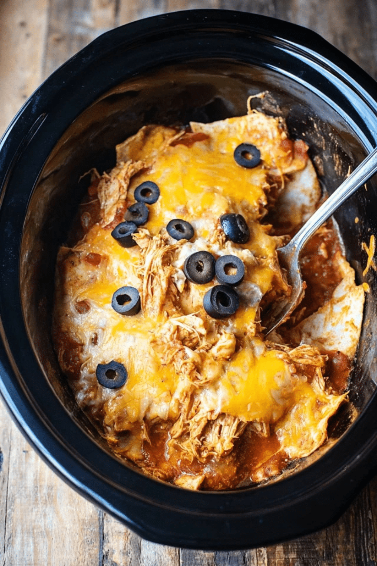 Slow Cooker Chicken Enchilada Casserole