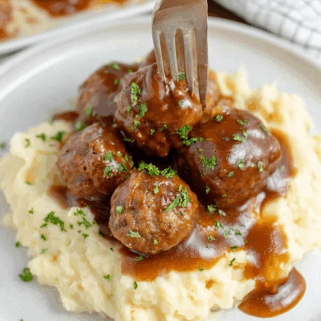 Slow Cooker Salisbury Steak Meatballs
