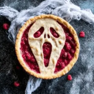 Spooky Halloween Scream Raspberry Pie