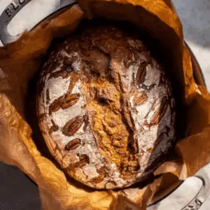 Sweet Sourdough Pumpkin Bread With Cinnamon and Pecans