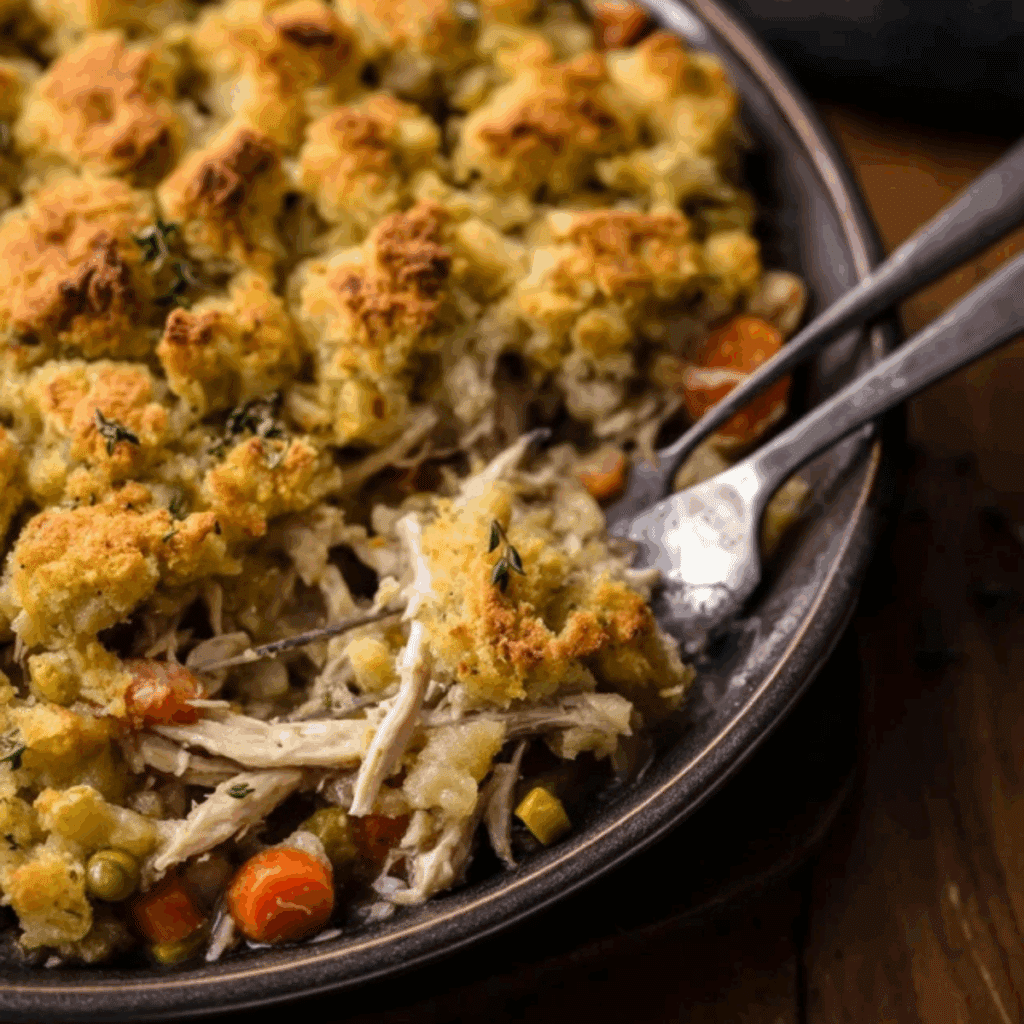 Turkey Pot Pie with Stuffing Crust