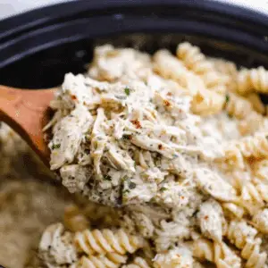 Crockpot Parmesan Garlic Chicken Pasta