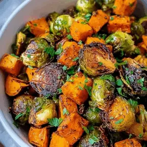 Roasted Brussels Sprouts & Sweet Potatoes (1)