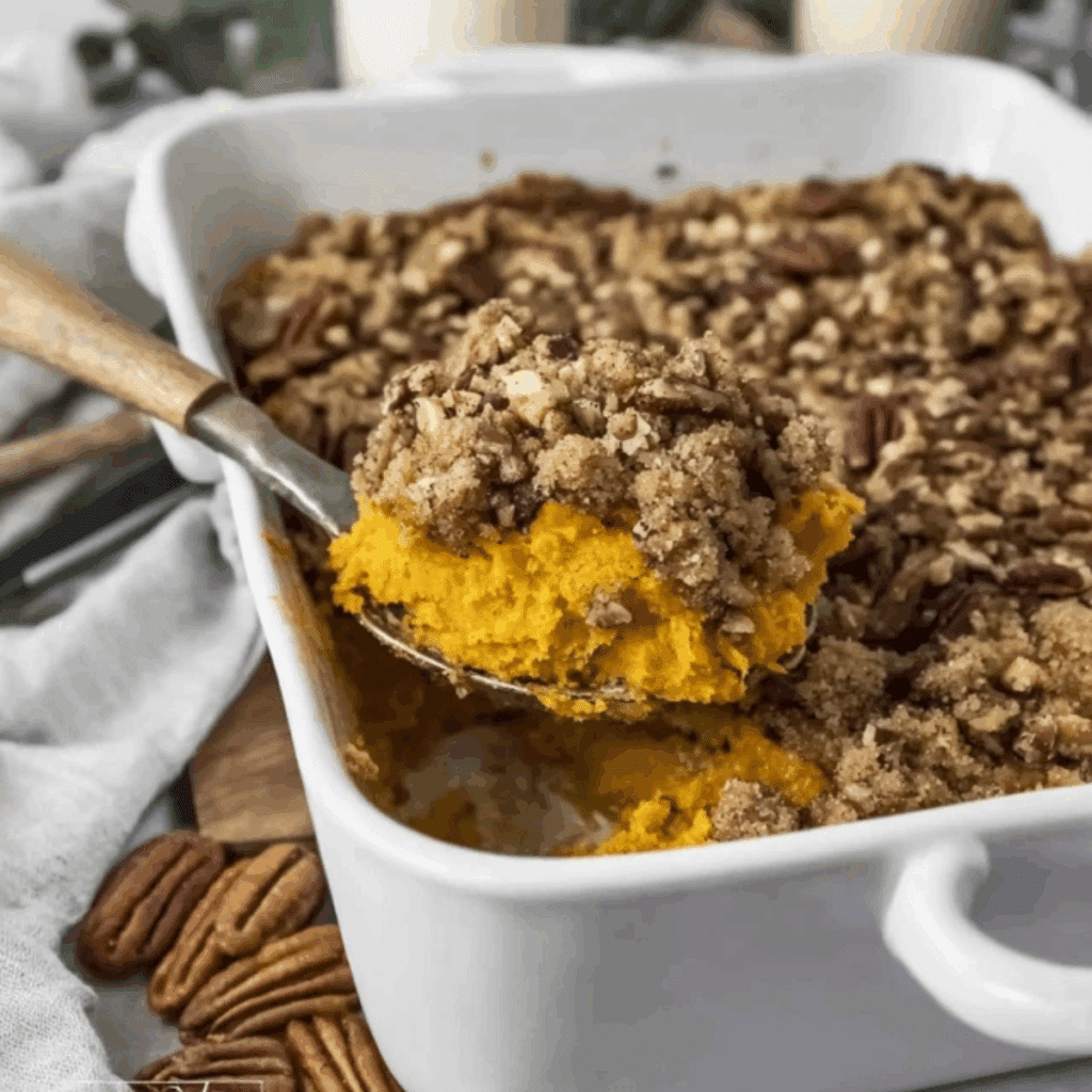 Old Fashioned Sweet Potato Casserole With Pecan Topping