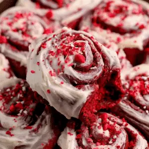 Red Velvet Cinnamon Rolls with Cream Cheese Frosting
