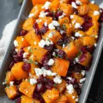 Honey Roasted Butternut Squash with Cranberries and Feta