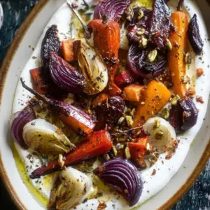Honey Roasted Winter Vegetables with Black Pepper Yogurt