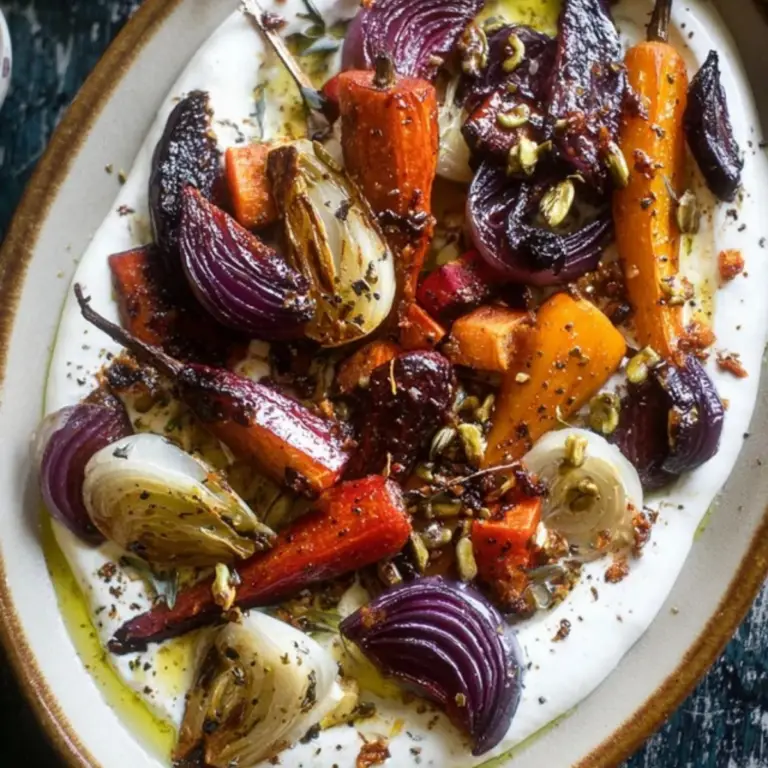 Honey Roasted Winter Vegetables with Black Pepper Yogurt