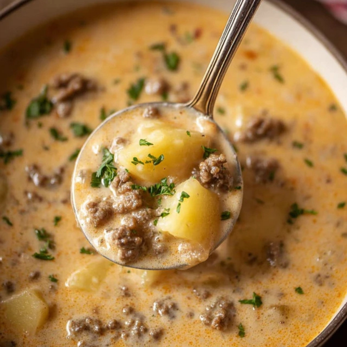 Cheesy Beef and Potato Soup