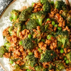 Teriyaki Ground Turkey Broccoli and Peas