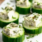 Cucumber Slices With Herb and Garlic Cheese