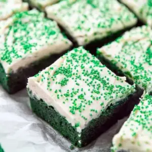 Green Velvet Brownies with Cream Cheese Frosting