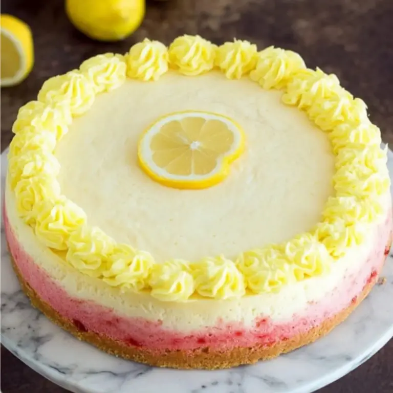 Lemon Cheesecake with Strawberry Crust
