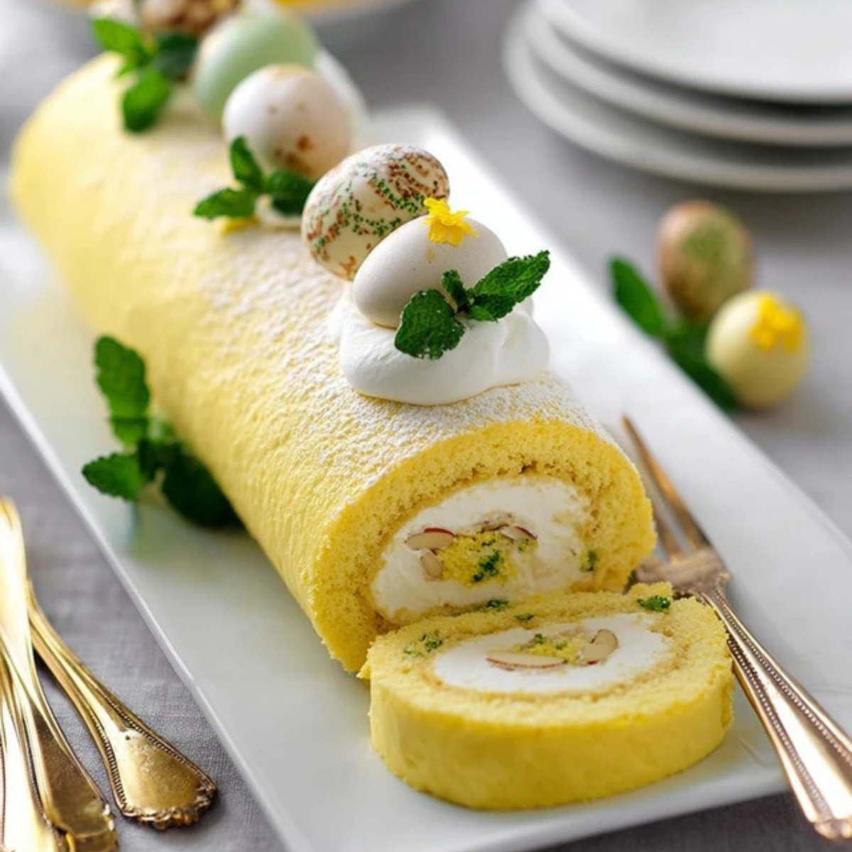 Limoncello Almond Cake Roll
