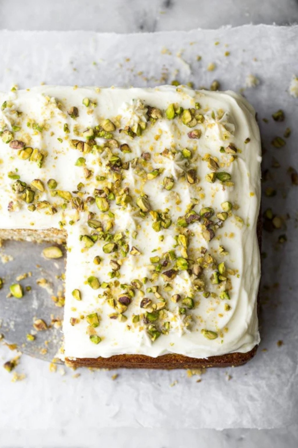 lemon pistachio cake with mascarpone frosting