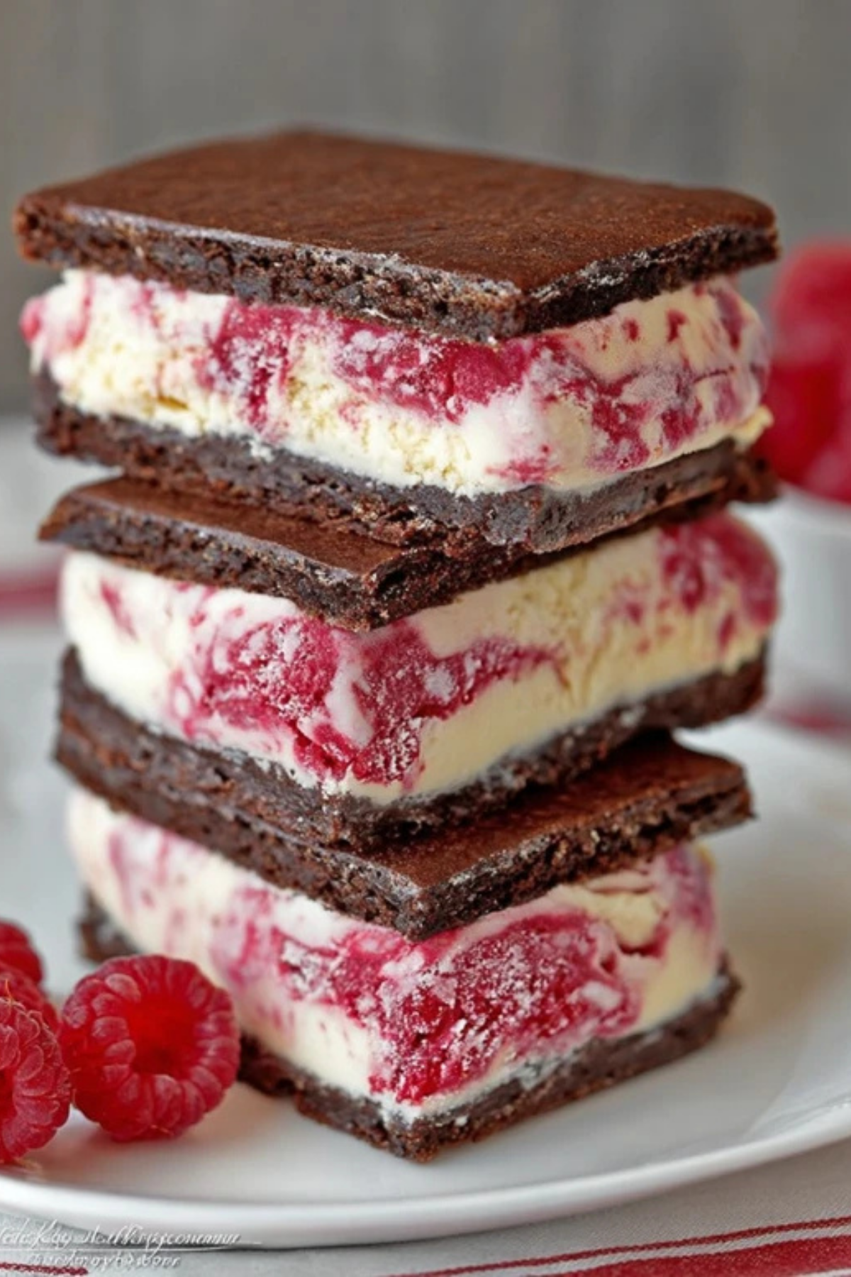 Brownie Raspberry Swirl Ice Cream Sandwiches