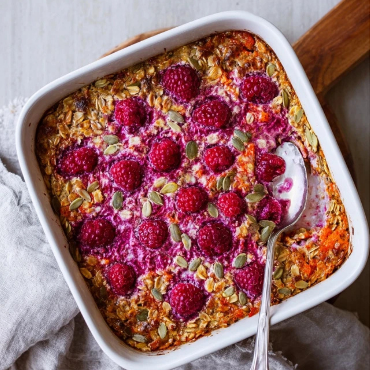 Carrot and Raspberry Baked Oats
