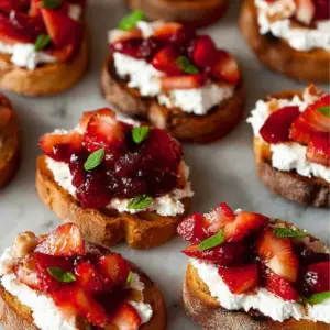 Crostini with Balsamic Strawberries and Ricotta