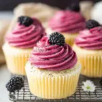 Lemon Poppy Seed Cupcakes with Blackberry Frosting