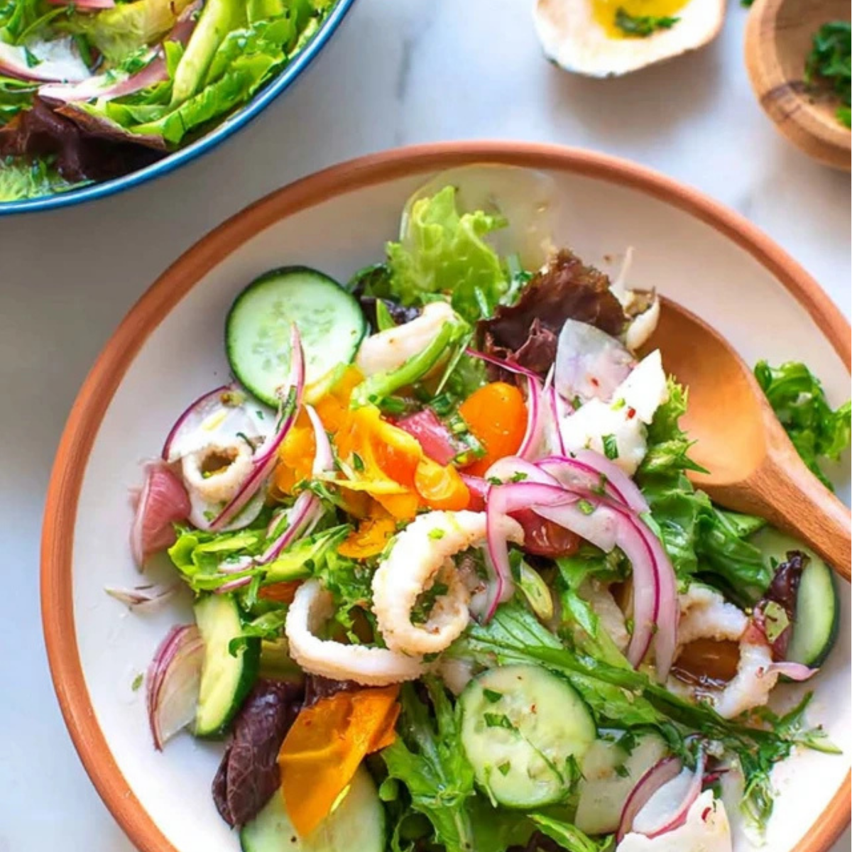 Garden Salad with Calamari