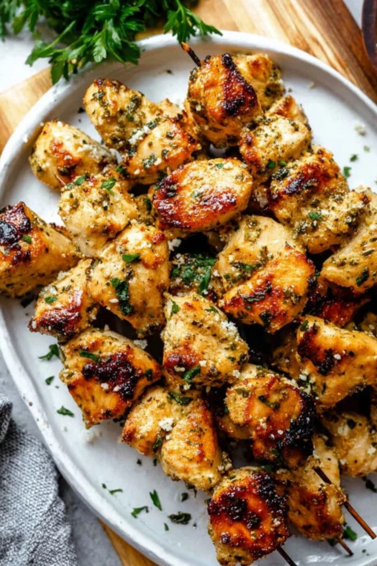 Garlic Parmesan Chicken Skewers