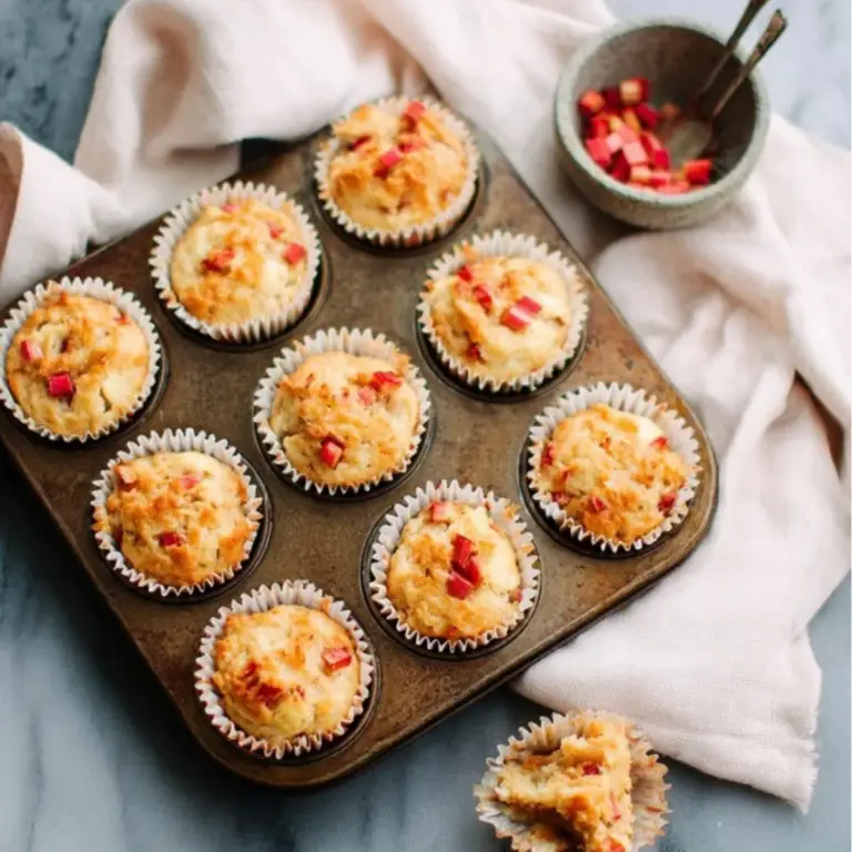 Healthy Rhubarb Muffins with Greek Yogurt