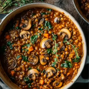 Hearty Vegan Lentil Mushroom Stew