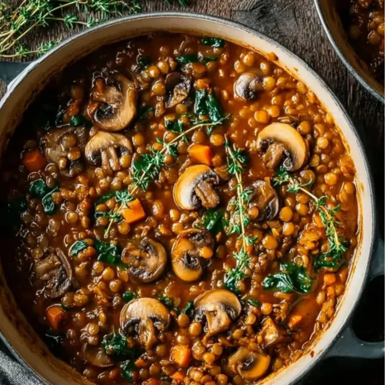 Hearty Vegan Lentil Mushroom Stew