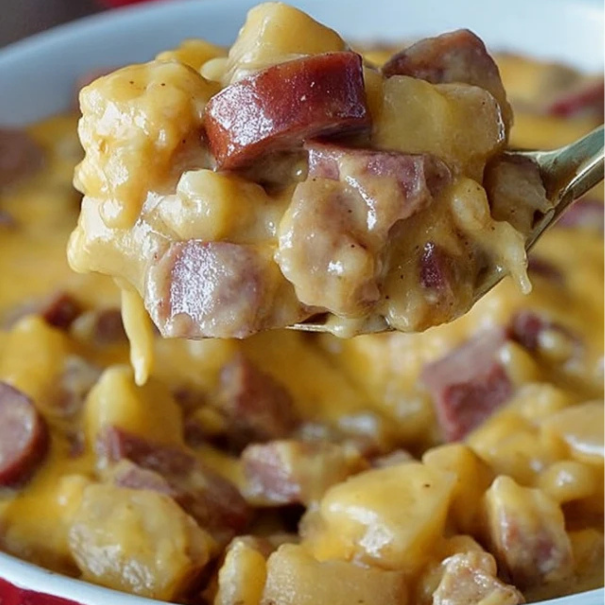 Kielbasa Sausage Cheesy Potato Casserole