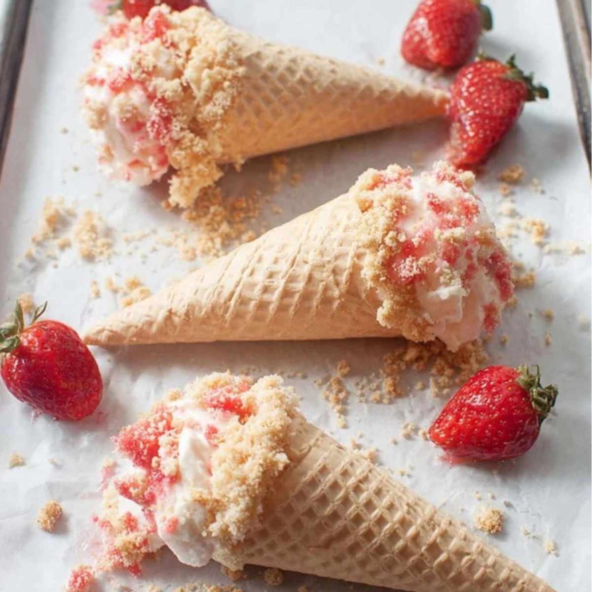 Strawberry Crunch Cheesecake Cones
